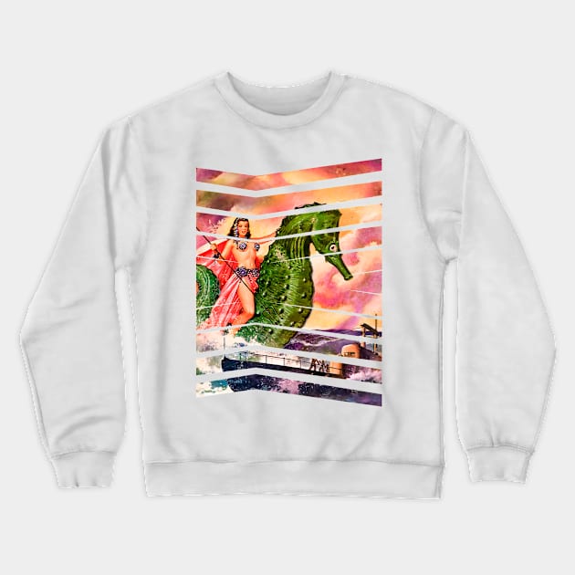 Seahorse Retro Vintage Girl Crewneck Sweatshirt by REVISTANGO